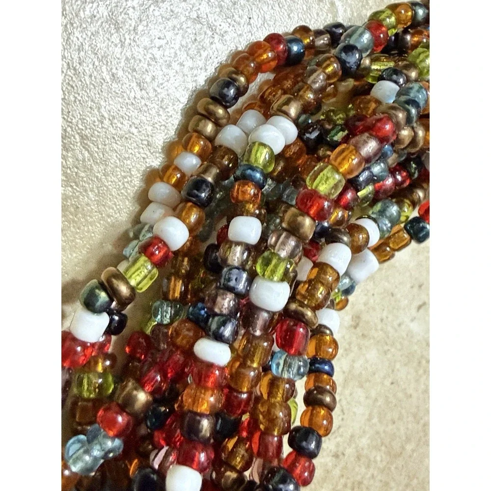 15‑Strand Glass Seed Bead Twisted Necklace Multicolor 20